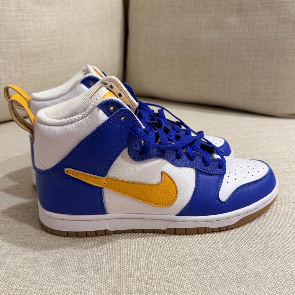 Nike Men’s Dunk High Custom Gold/Blue/White Size 8.5